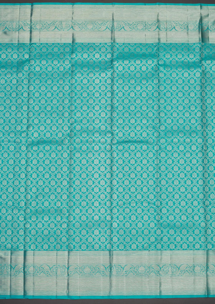 Sky Blue Zariwork Pure Silk Saree-Koskii