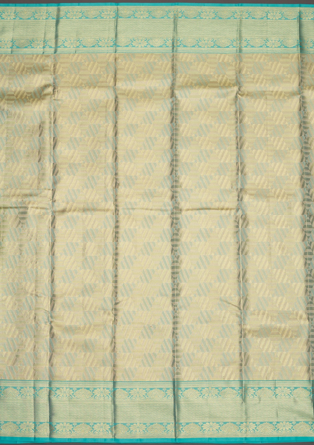 Sky Blue Zariwork Pure Silk Saree-Koskii