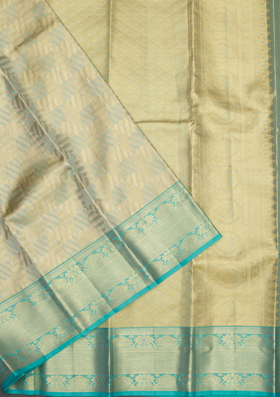 Sky Blue Zariwork Pure Silk Saree-Koskii