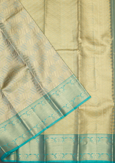 Sky Blue Zariwork Pure Silk Saree-Koskii