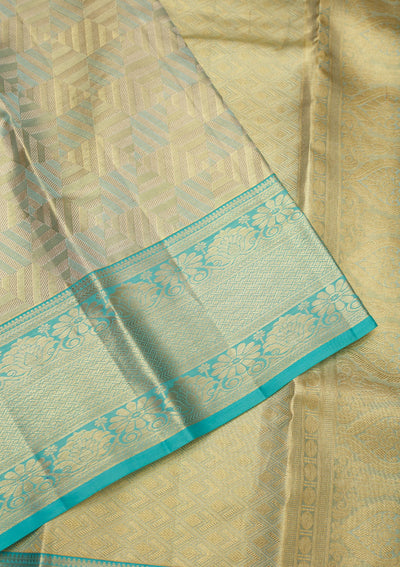 Sky Blue Zariwork Pure Silk Saree-Koskii