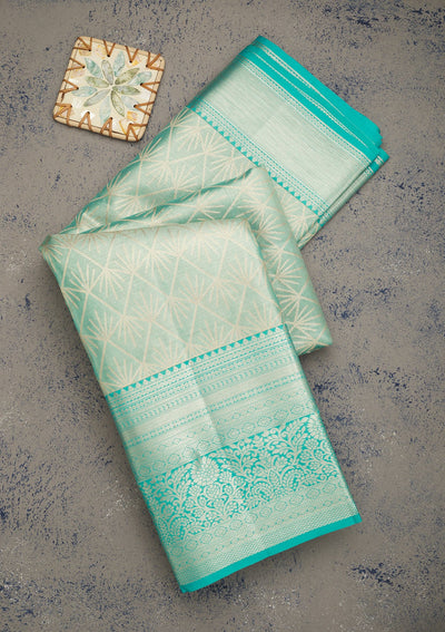 Sky Blue Zariwork Pure Silk Saree-Koskii