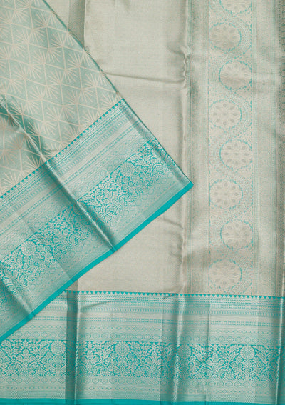 Sky Blue Zariwork Pure Silk Saree-Koskii