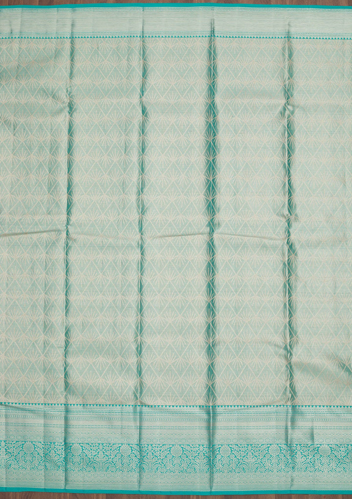 Sky Blue Zariwork Pure Silk Saree-Koskii