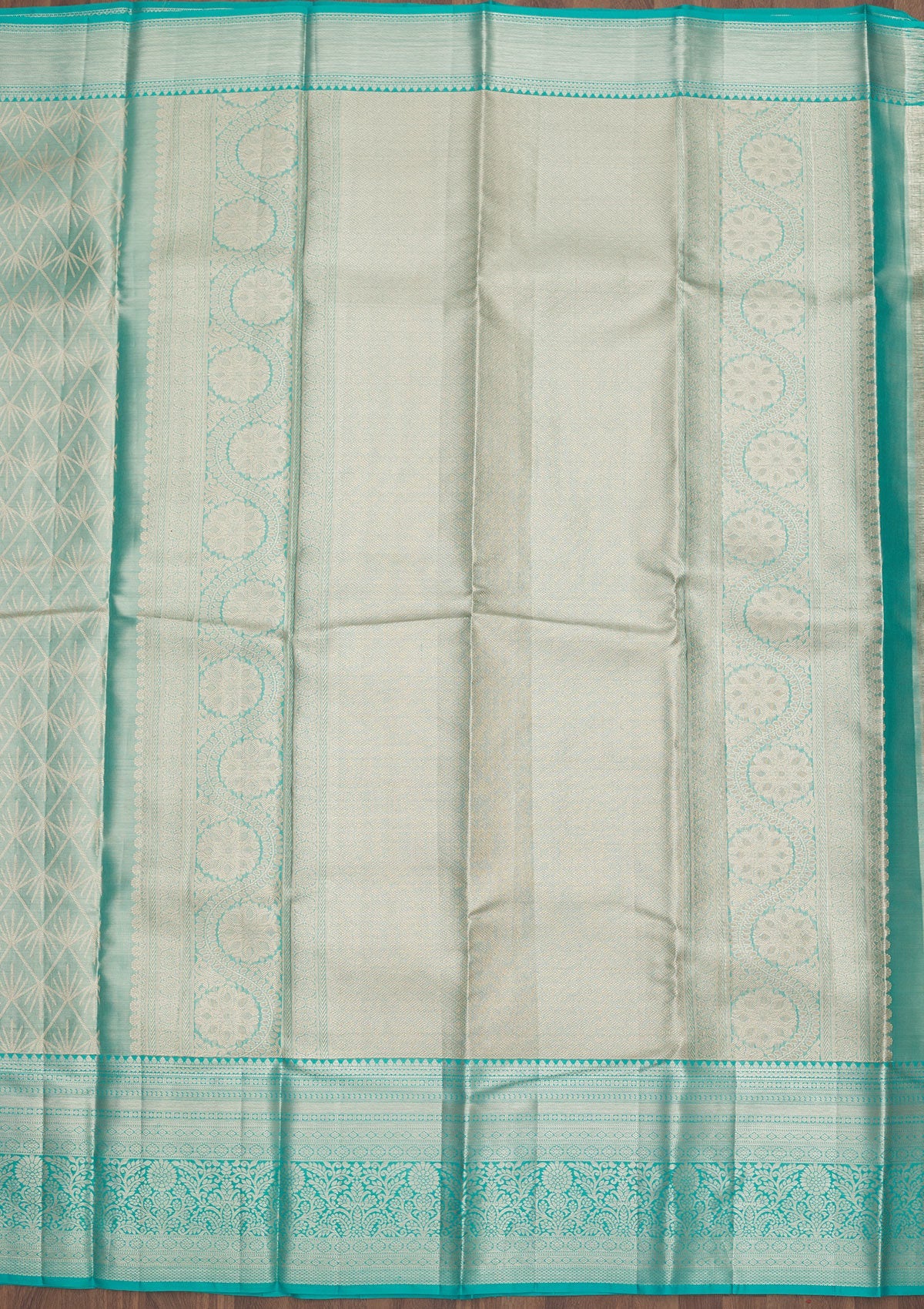 Sky Blue Zariwork Pure Silk Saree-Koskii