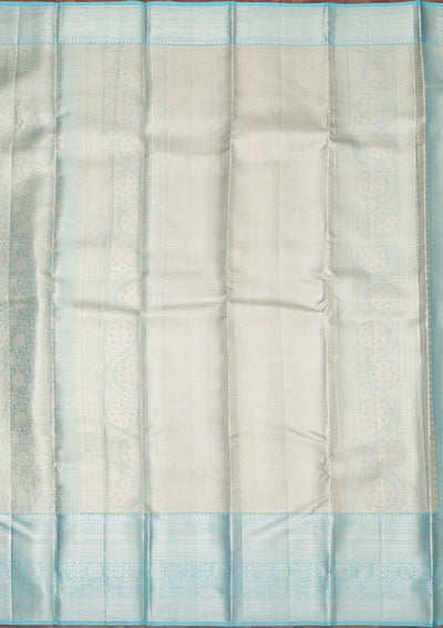 Sky Blue Zariwork Pure Silk Saree-Koskii