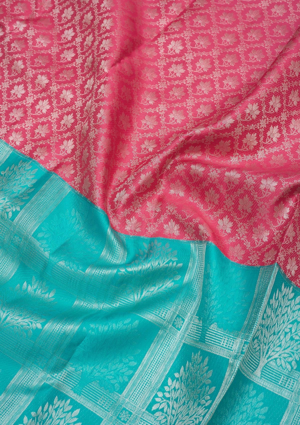 Sky Blue Zariwork Pure Silk Saree-Koskii