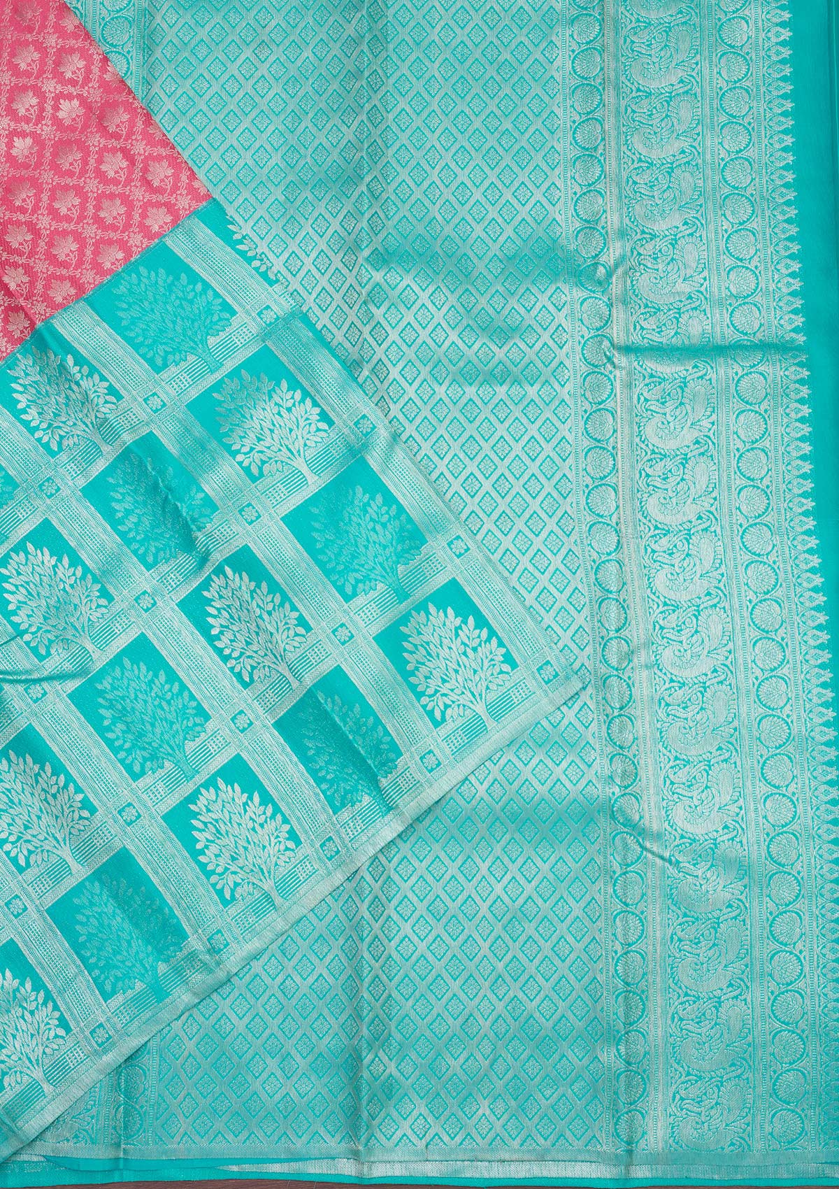 Sky Blue Zariwork Pure Silk Saree-Koskii