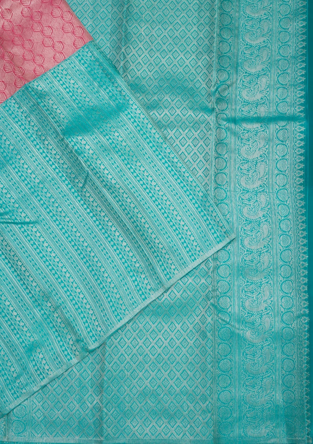 Sky Blue Zariwork Pure Silk Saree-Koskii