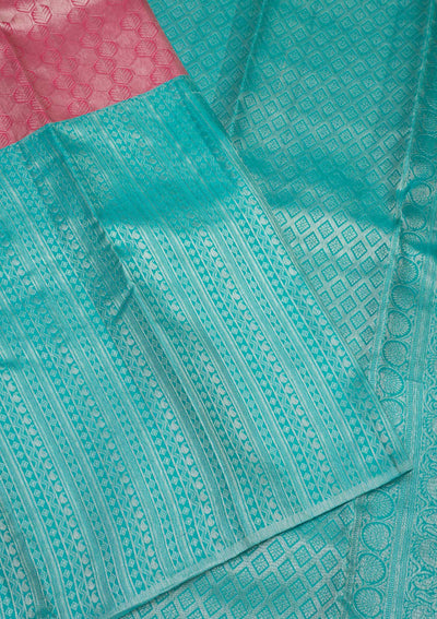 Sky Blue Zariwork Pure Silk Saree-Koskii