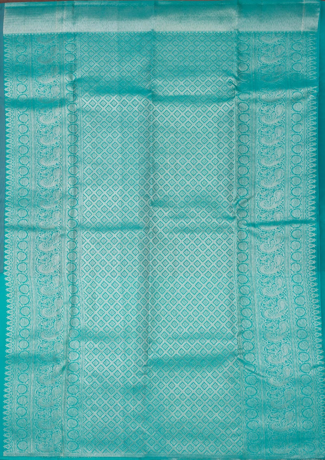 Sky Blue Zariwork Pure Silk Saree-Koskii
