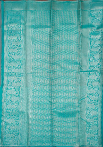 Sky Blue Zariwork Pure Silk Saree-Koskii