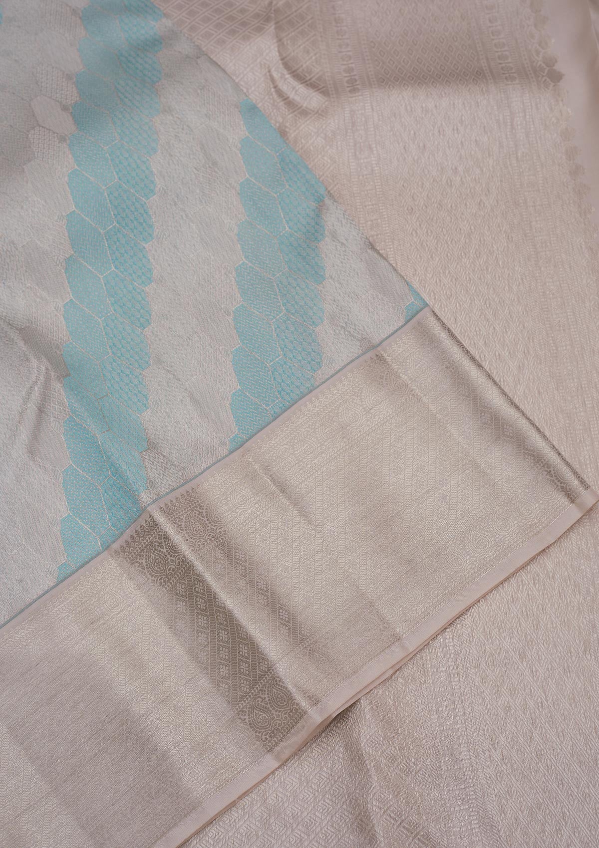 Sky Blue Zariwork Pure Silk Saree