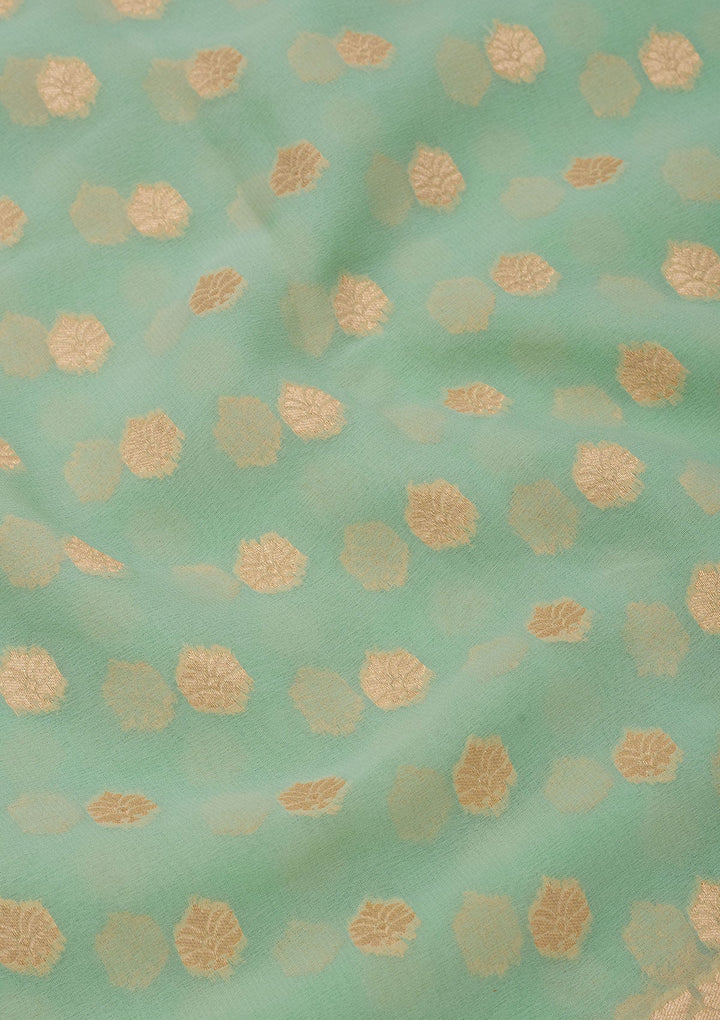Sky Blue Zariwork Pure Silk Saree-Koskii