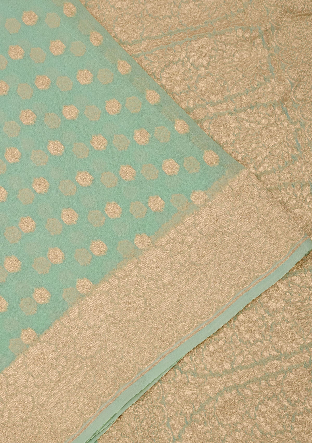 Sky Blue Zariwork Pure Silk Saree-Koskii