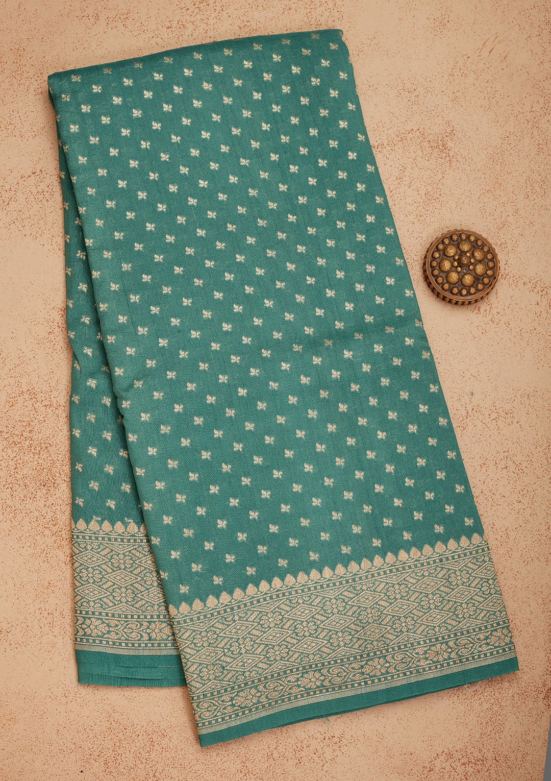 Sky Blue Zariwork Pure Silk Saree-Koskii