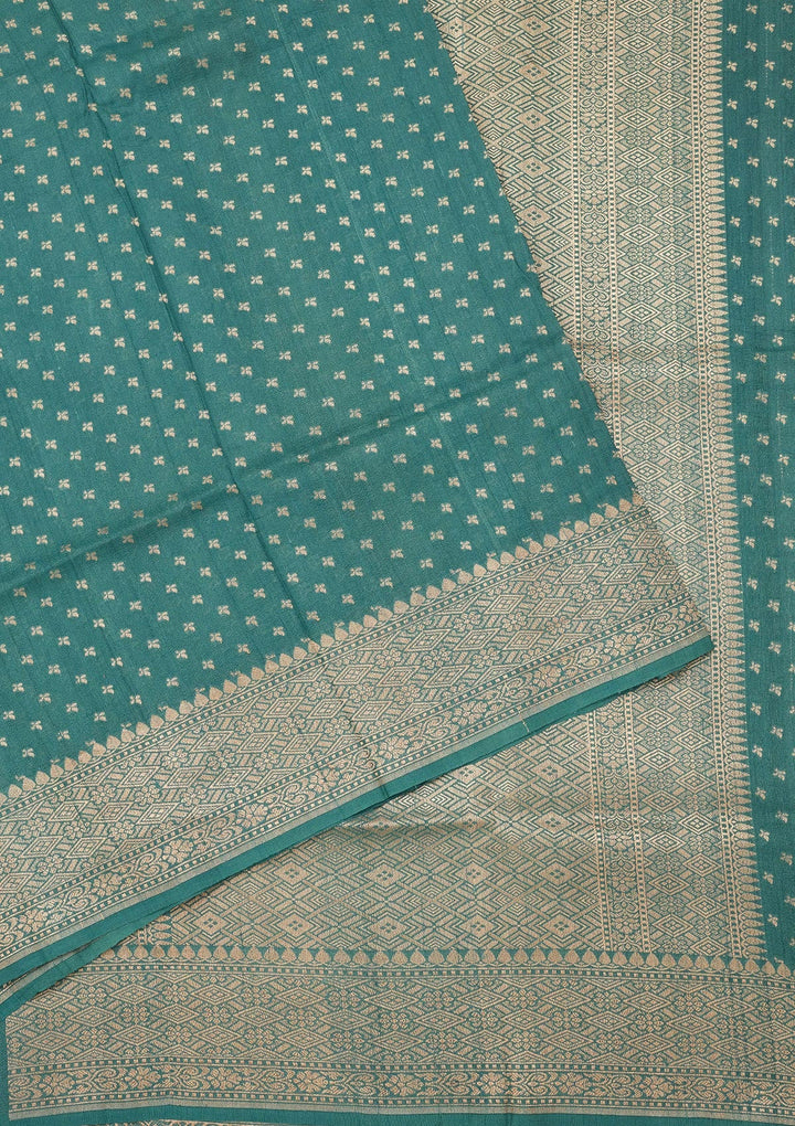 Sky Blue Zariwork Pure Silk Saree-Koskii
