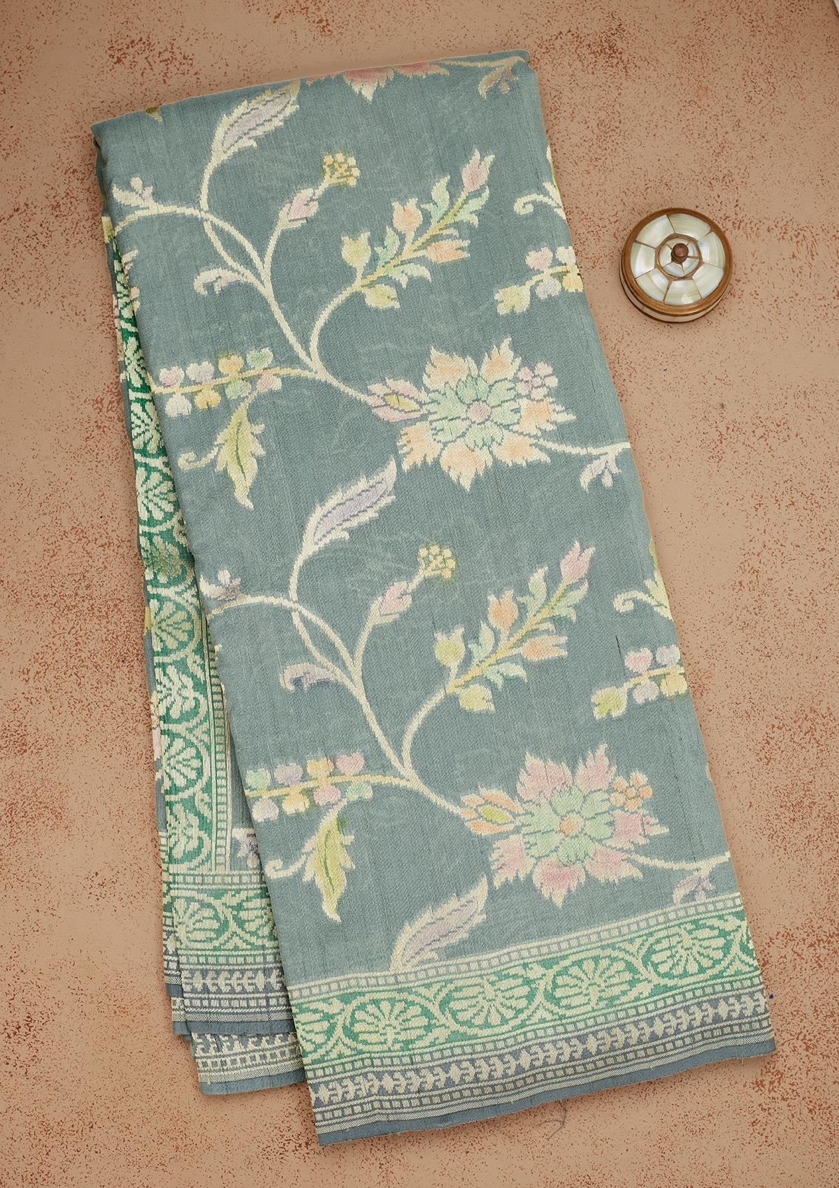 Sky Blue Zariwork Pure Silk Saree-Koskii