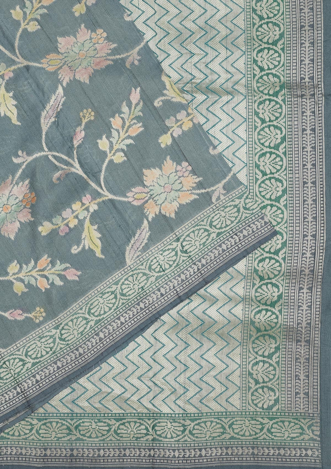 Sky Blue Zariwork Pure Silk Saree-Koskii