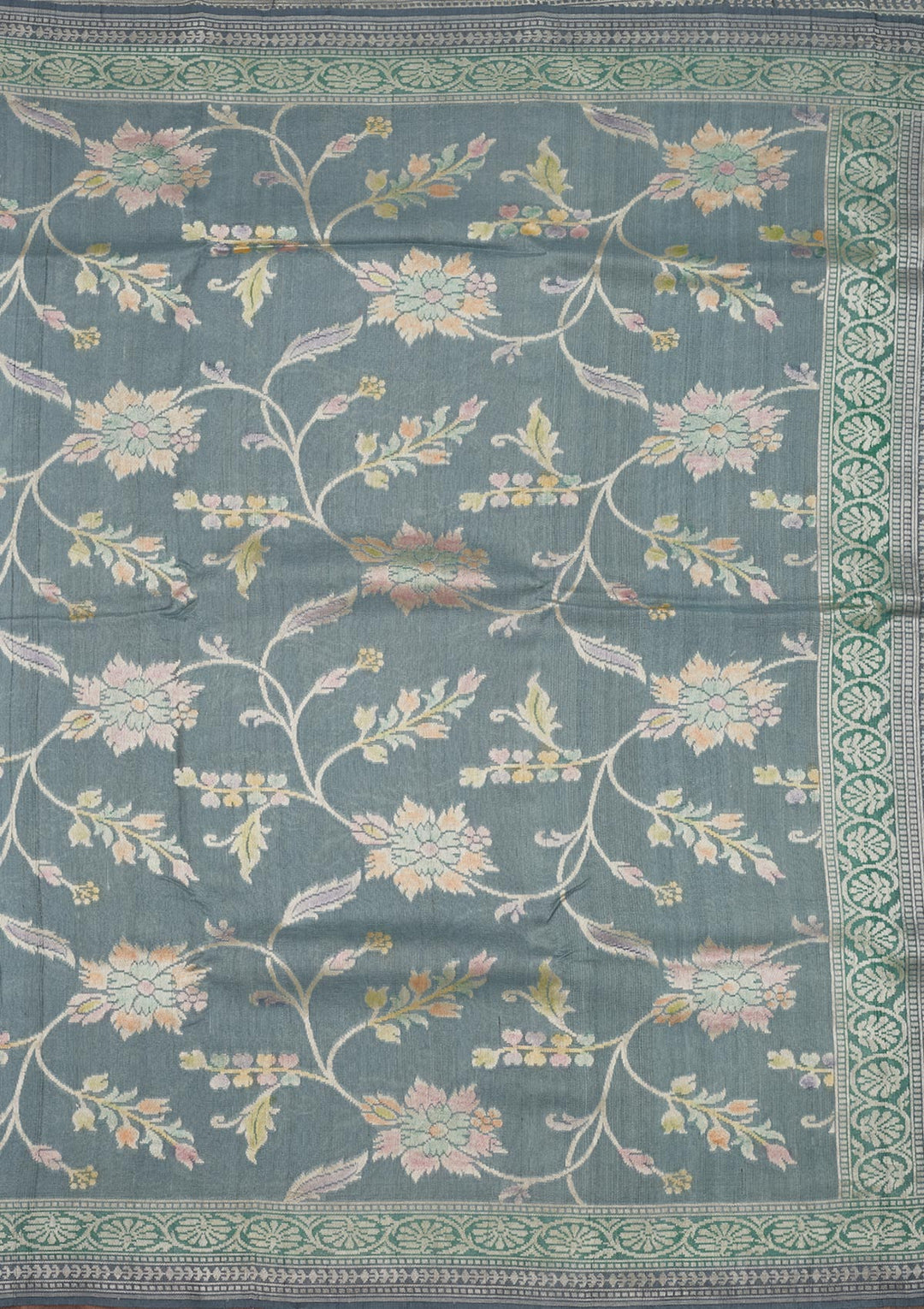 Sky Blue Zariwork Pure Silk Saree-Koskii