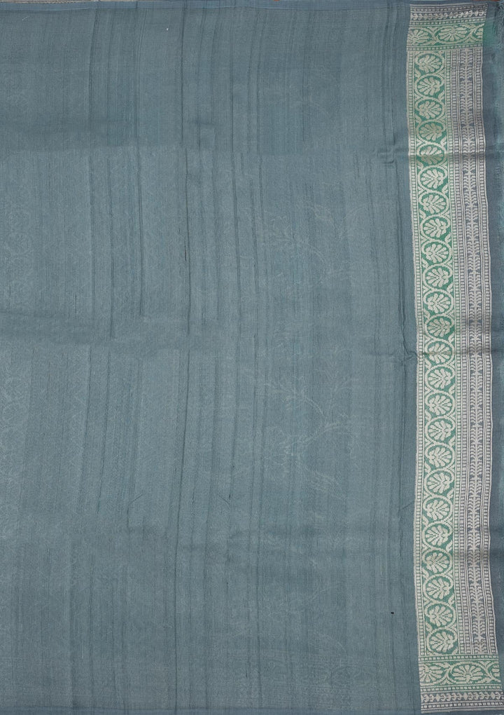 Sky Blue Zariwork Pure Silk Saree-Koskii