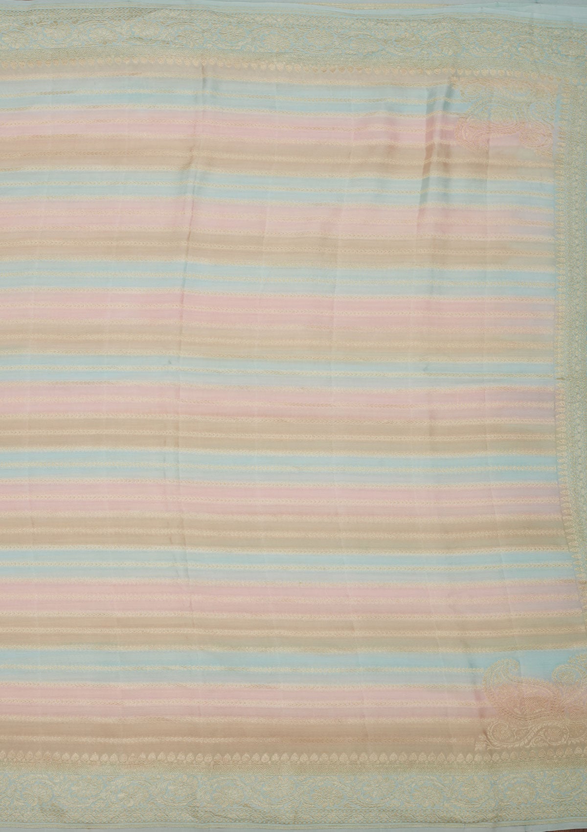 Sky Blue Zariwork Pure Silk Saree-Koskii