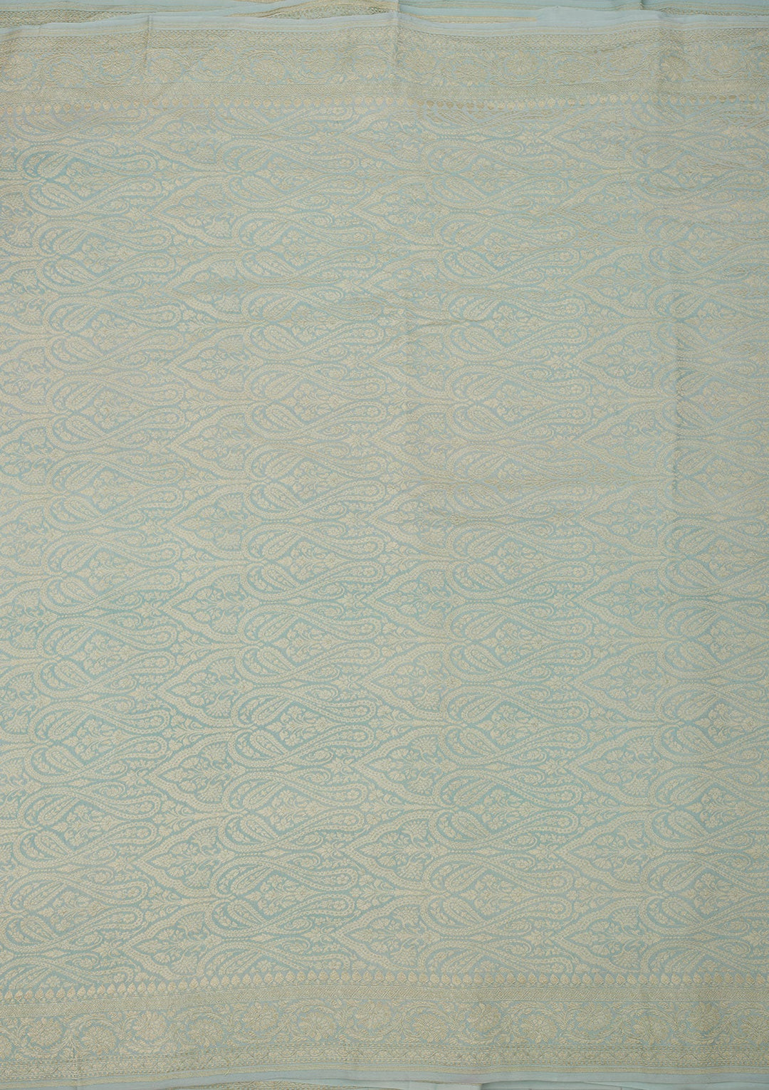 Sky Blue Zariwork Pure Silk Saree-Koskii