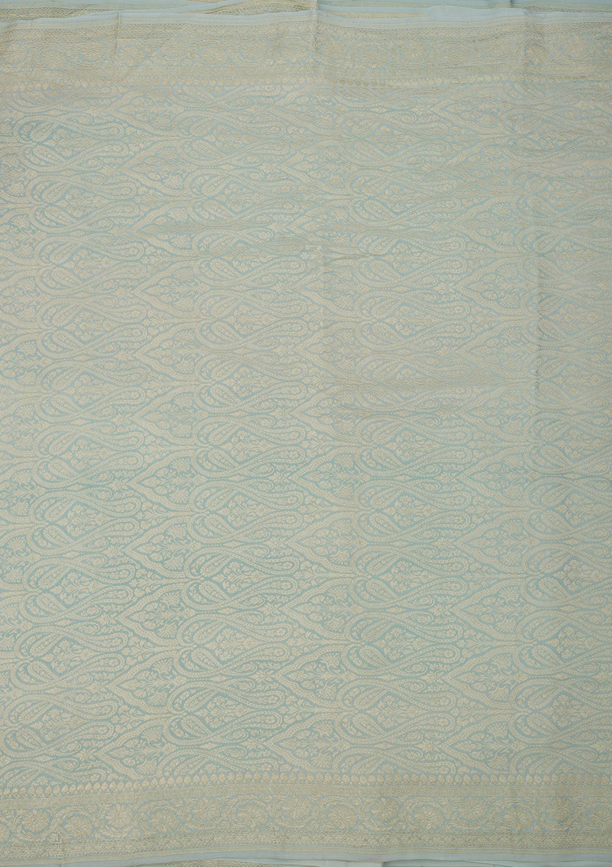 Sky Blue Zariwork Pure Silk Saree-Koskii