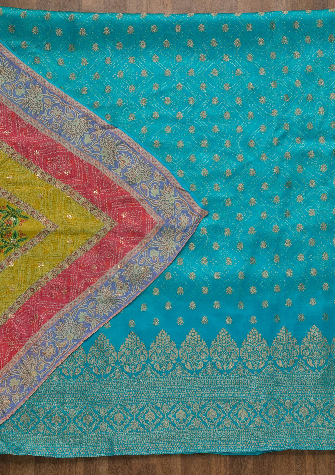 Sky Blue Zariwork Semi Crepe Unstitched Salwar Kameez-Koskii
