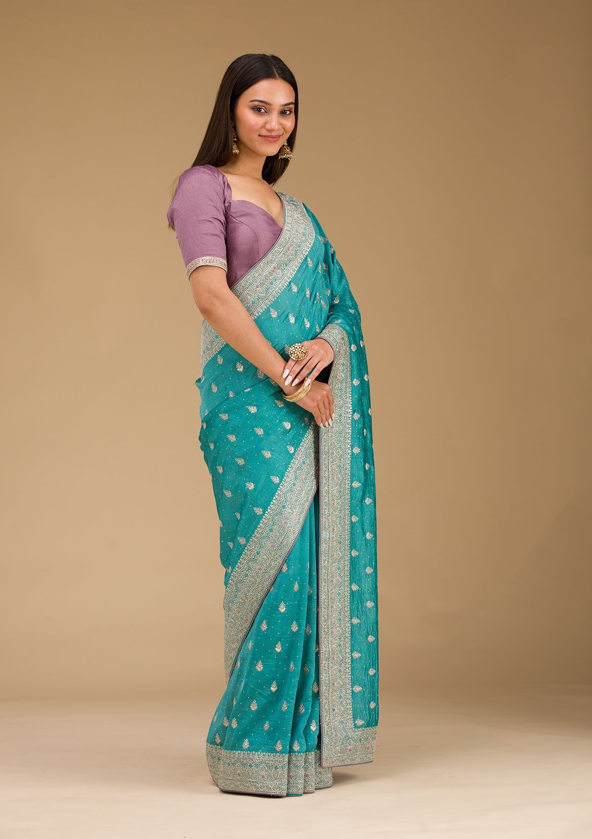 Sky Blue Zariwork Silk Saree