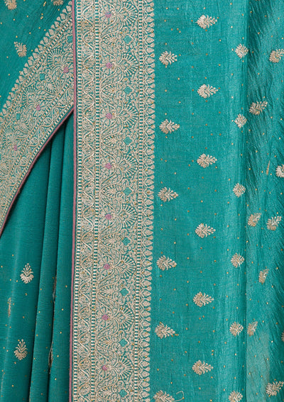 Sky Blue Zariwork Silk Saree