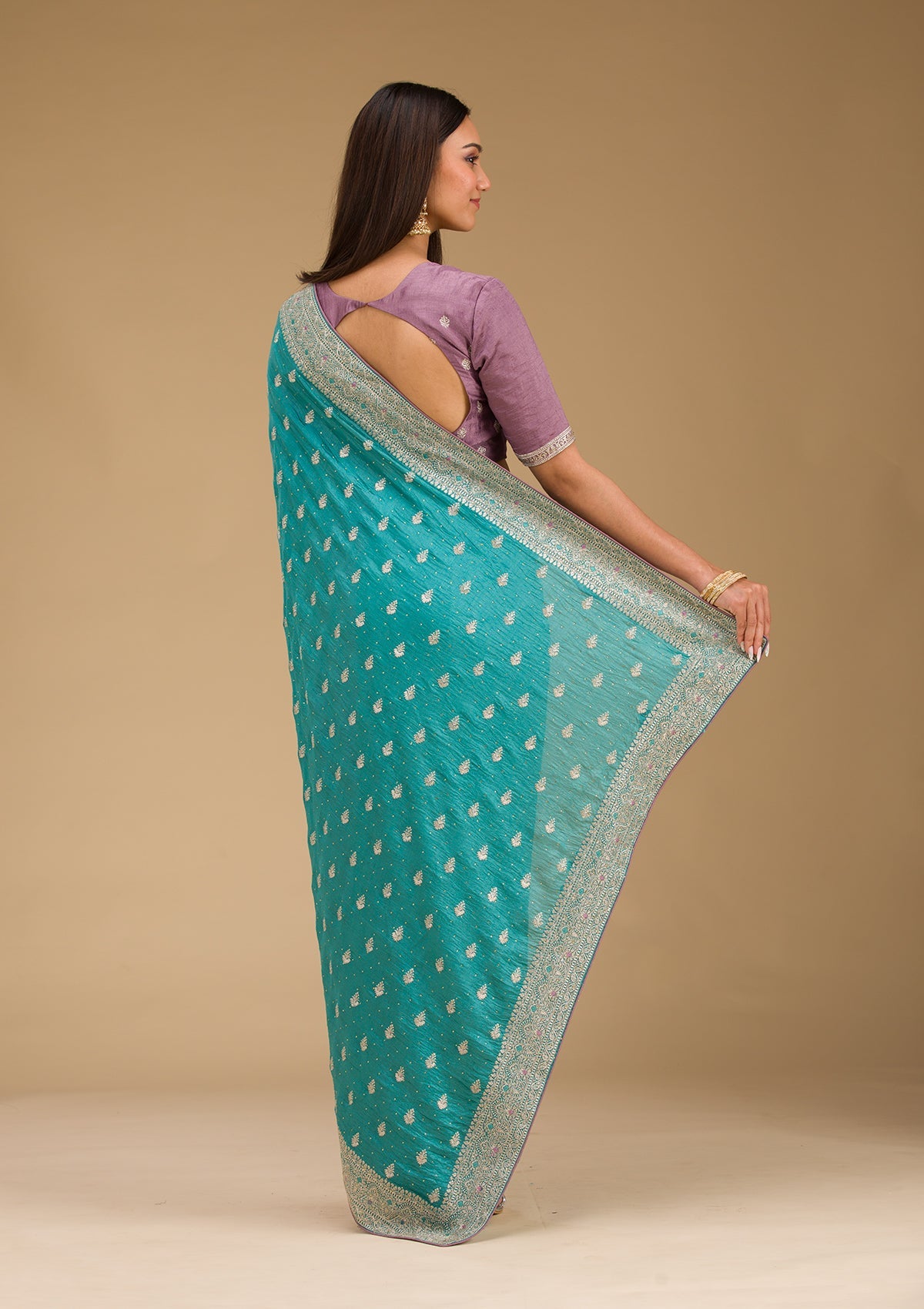 Sky Blue Zariwork Silk Saree