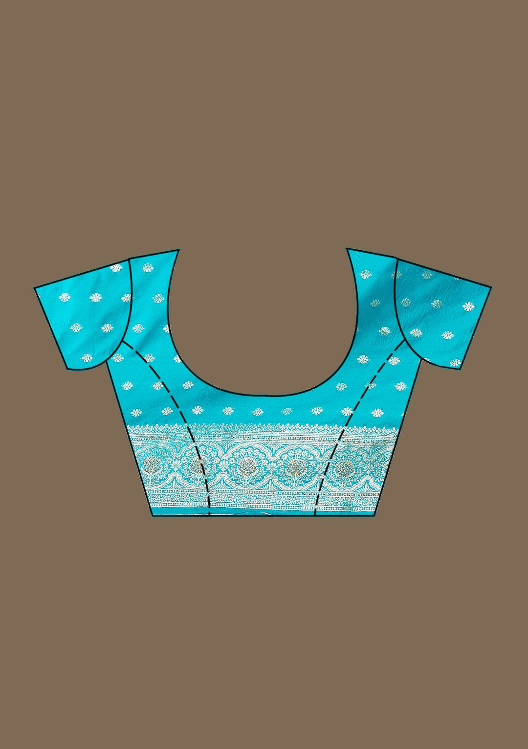 Turquoise Blue Stonework Art Silk Saree-Koskii