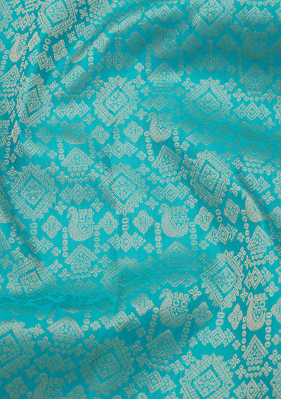 Turquoise Blue Zariwork Pure Silk Saree-Koskii