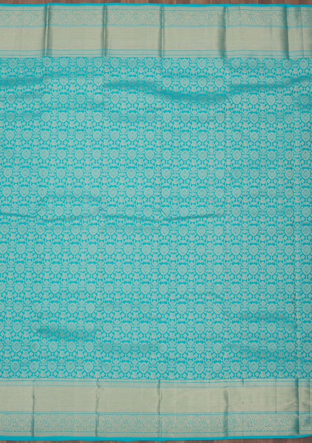 Turquoise Blue Zariwork Pure Silk Saree-Koskii
