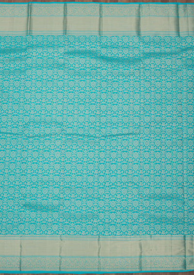 Turquoise Blue Zariwork Pure Silk Saree-Koskii