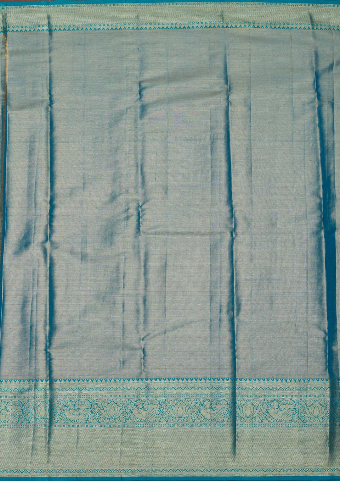 Turquoise Blue Zariwork Pure Silk Saree-Koskii