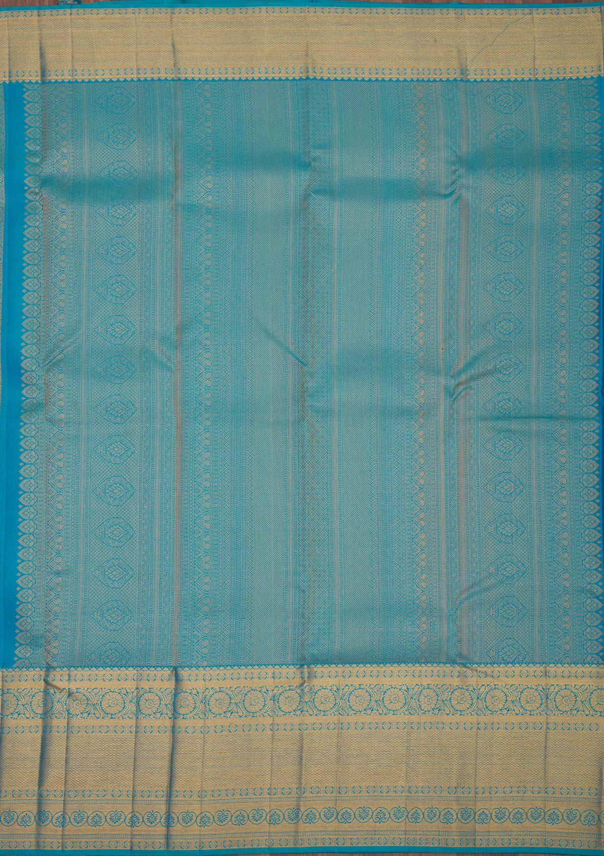 Turquoise Blue Zariwork Pure Silk Saree-Koskii