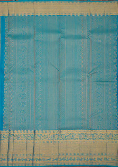 Turquoise Blue Zariwork Pure Silk Saree-Koskii