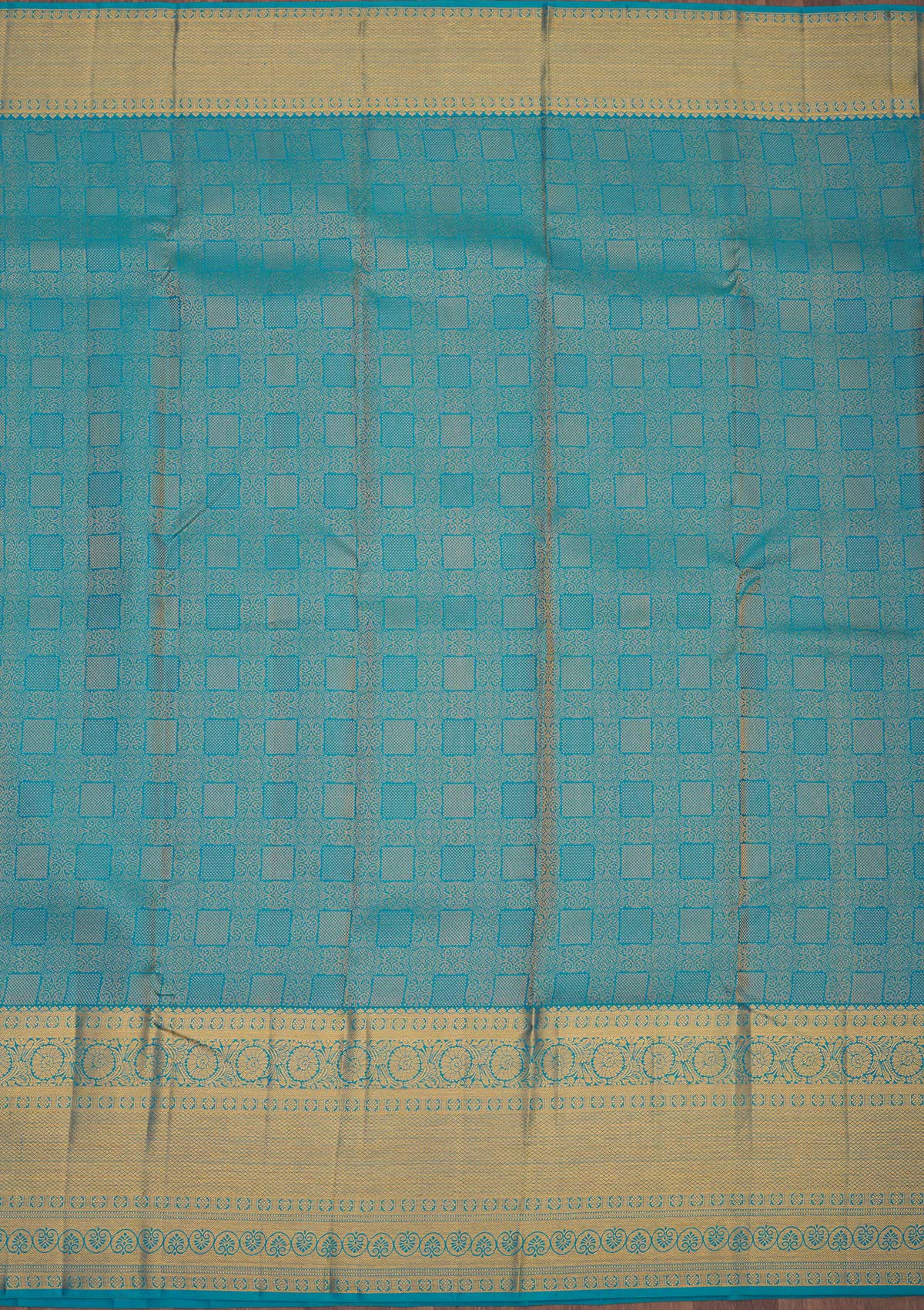 Turquoise Blue Zariwork Pure Silk Saree-Koskii