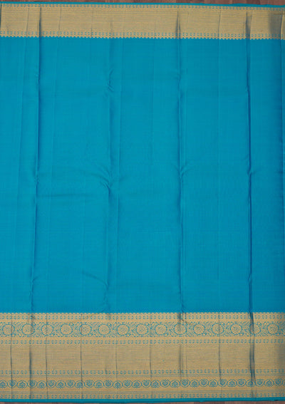 Turquoise Blue Zariwork Pure Silk Saree-Koskii