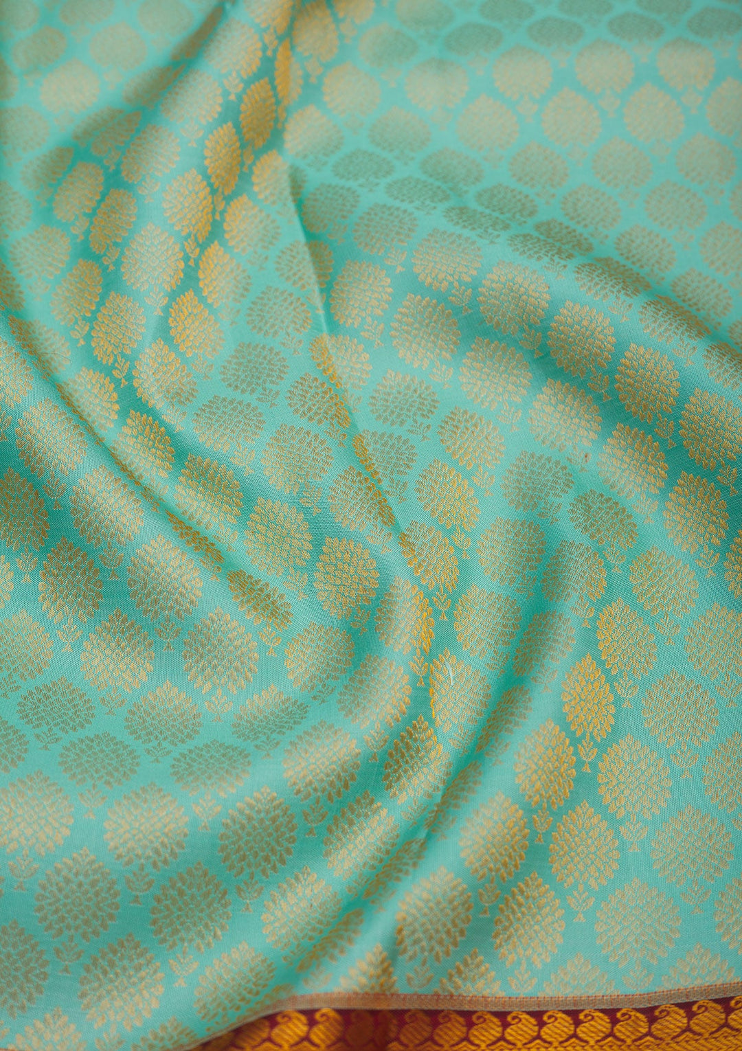 Turquoise Blue Zariwork Pure Silk Saree-Koskii