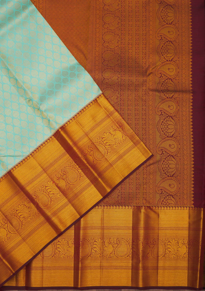 Turquoise Blue Zariwork Pure Silk Saree-Koskii