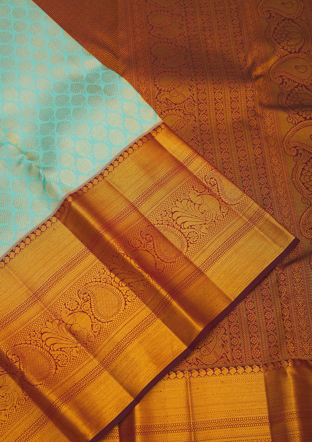 Turquoise Blue Zariwork Pure Silk Saree-Koskii