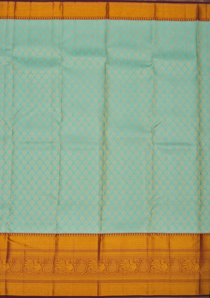 Turquoise Blue Zariwork Pure Silk Saree-Koskii
