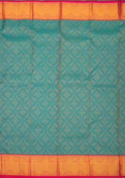 Turquoise Blue Zariwork Pure Silk Saree-Koskii