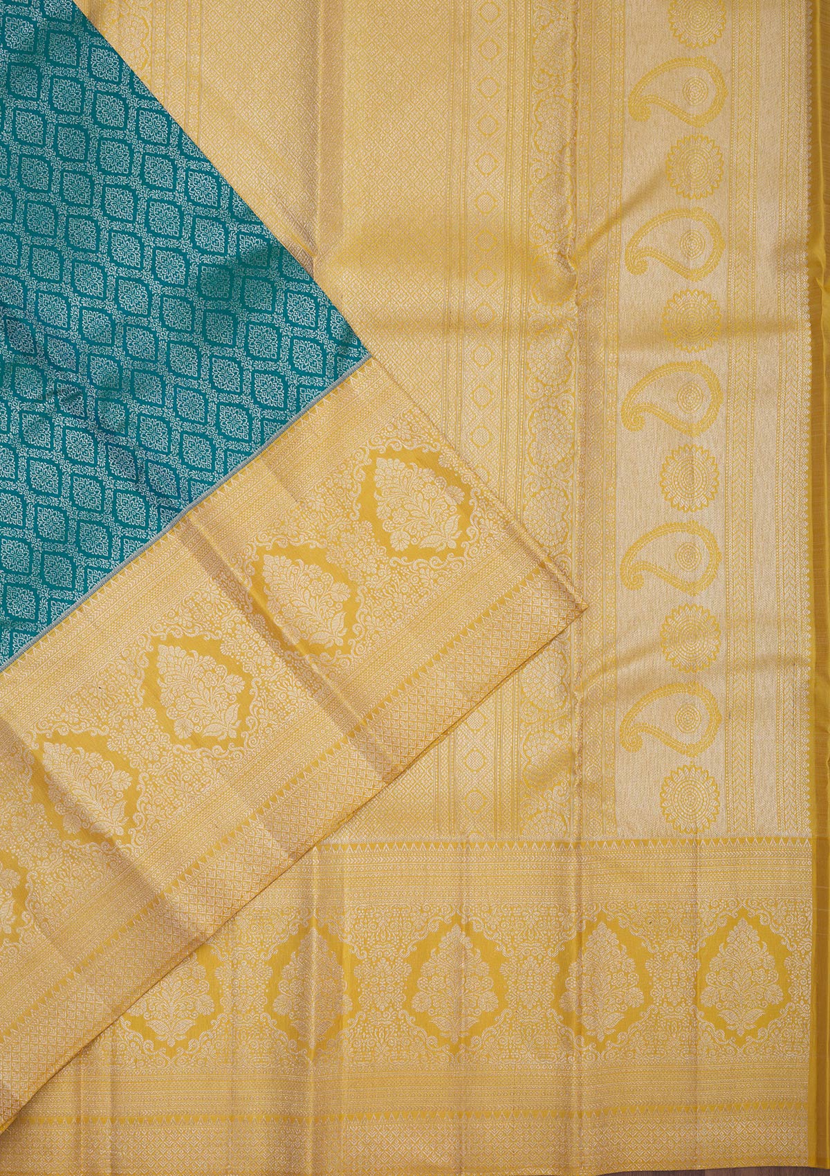 Turquoise Blue Zariwork Pure Silk Saree-Koskii