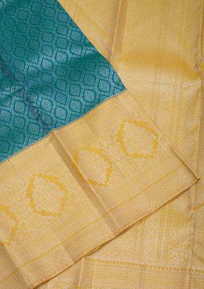 Turquoise Blue Zariwork Pure Silk Saree-Koskii