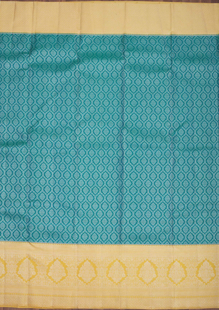 Turquoise Blue Zariwork Pure Silk Saree-Koskii