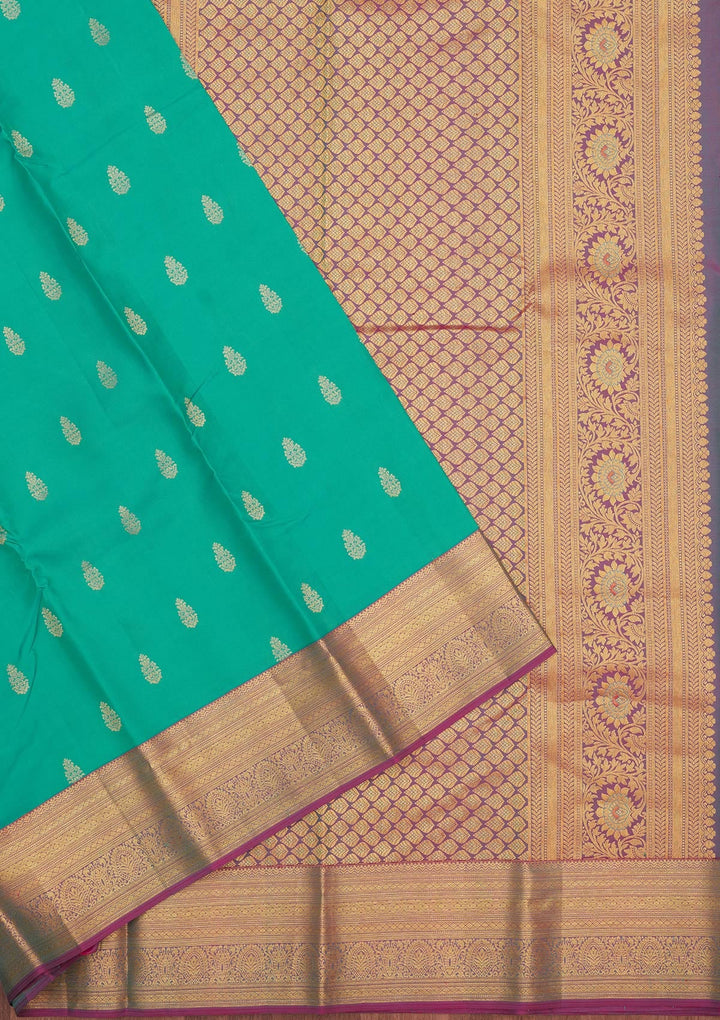 Turquoise Blue Zariwork Pure Silk Saree-Koskii